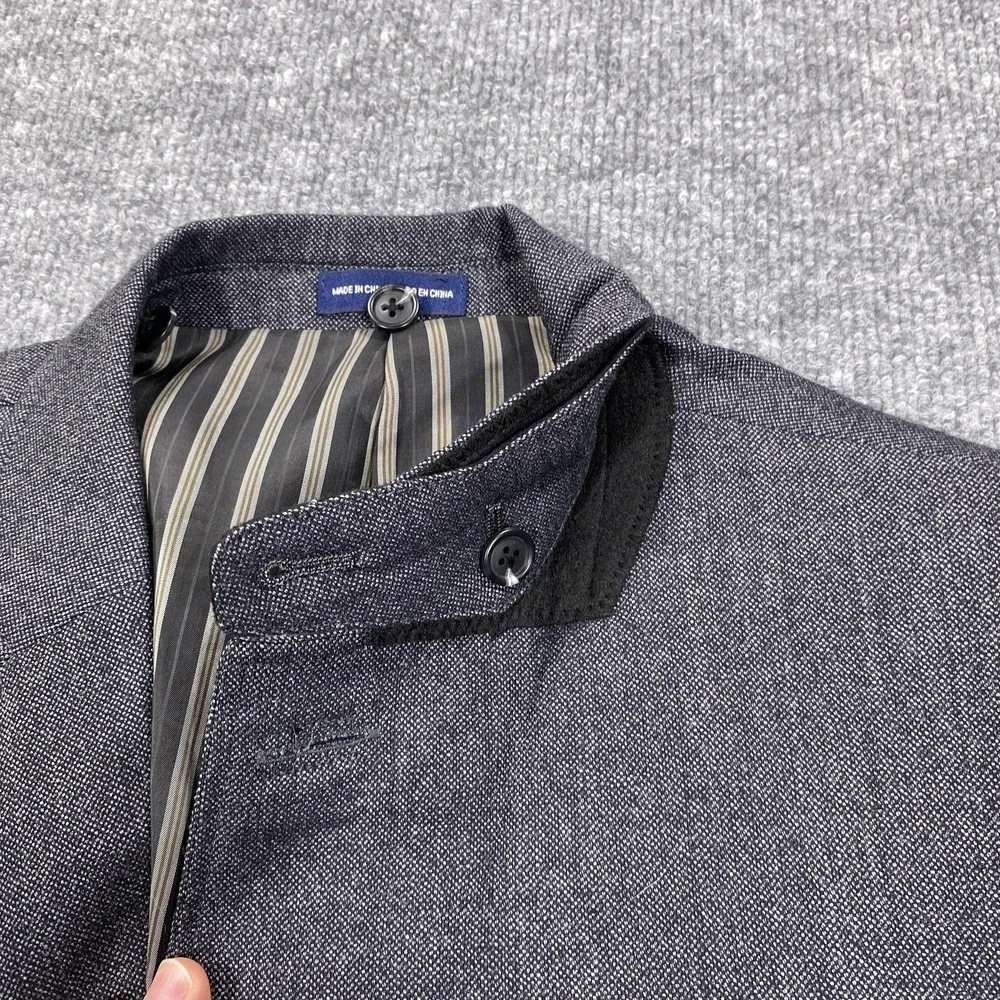 Stafford Essentials Sport Coat Mens 48R Gray Wool Blend‎ Herringbone Slim Fit